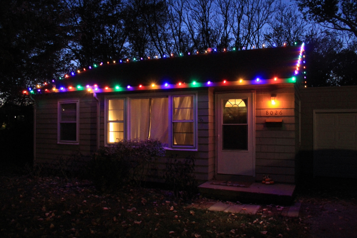 Home decorated with multi-colored C9 LED lights