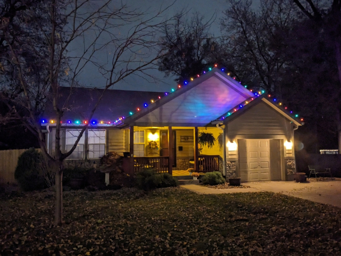 Home decorated with multi-colored C9 LED lights