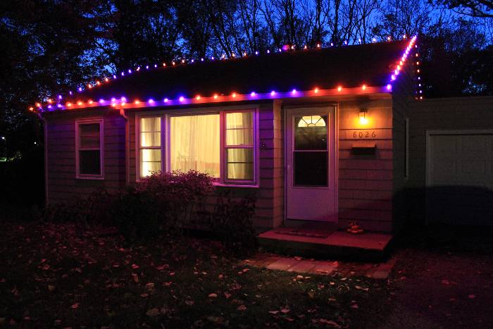 Home decorated with multi-colored C9 LED lights